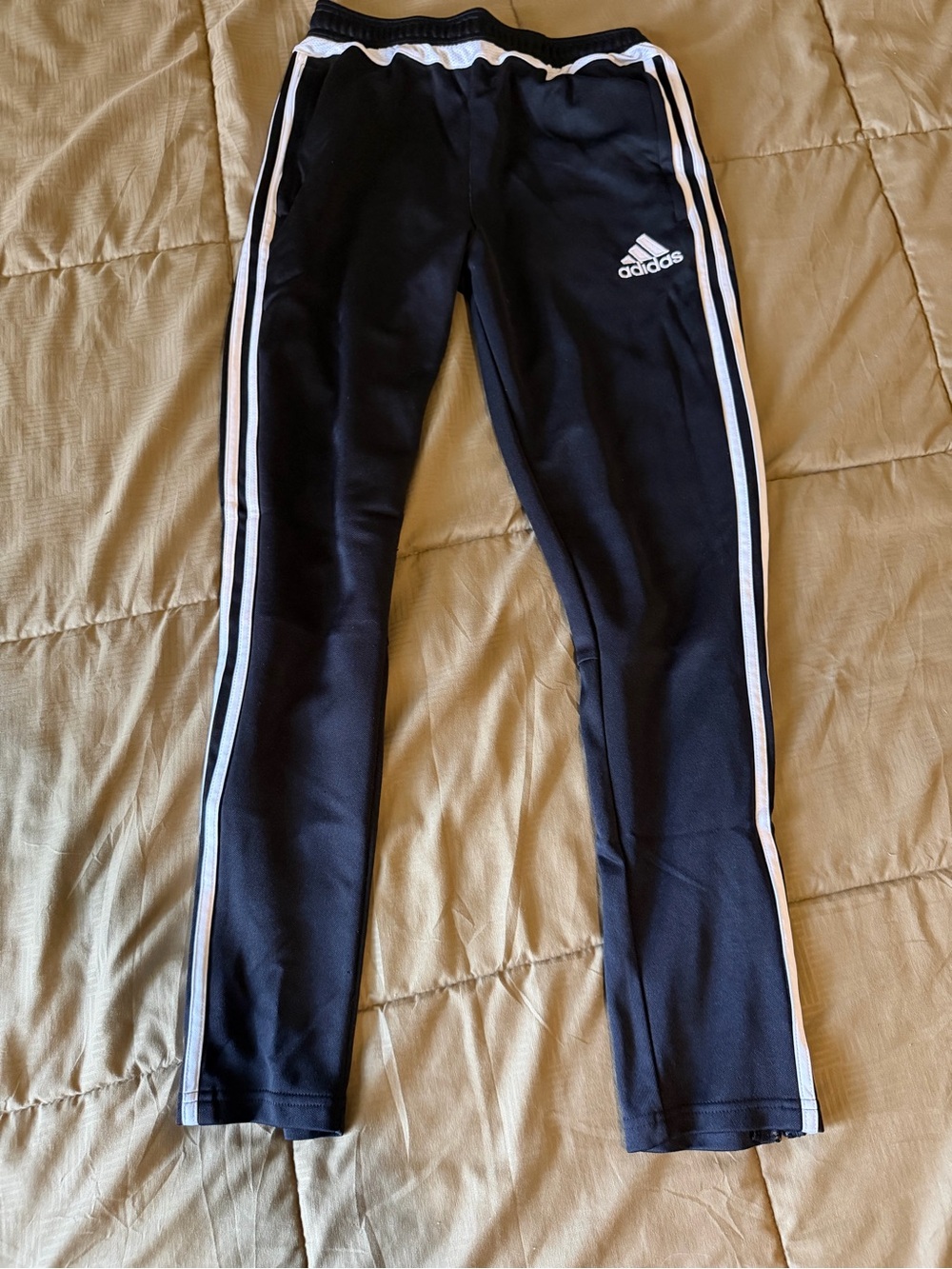 Adidas Kids Black Track Pants with White Stripes